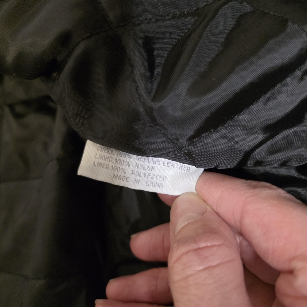 Vintage Leather Coat Mens 2XLT Black Genuine Leather Overcoat Quilted Lined Zip - Picture 6 of 9